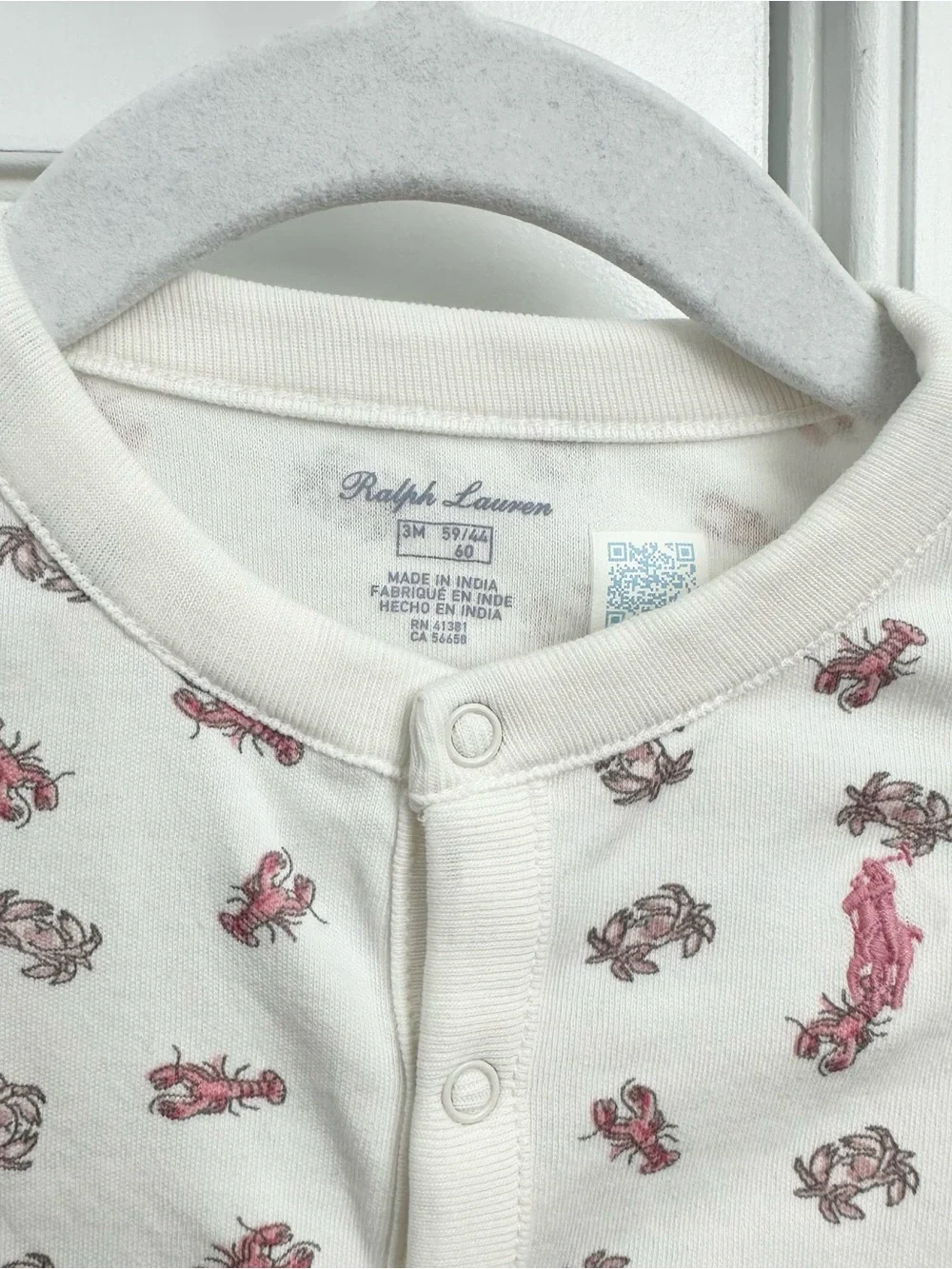 Ralph Lauren 3m girls sleeper footie pink lobster print NWOT